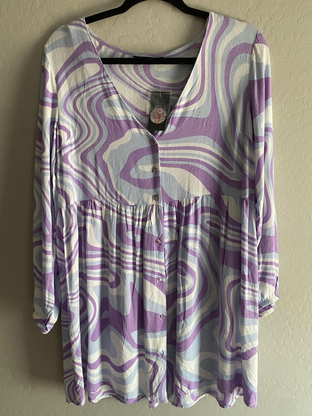 That's It! XS Pastel Purple Marble Swirl Babydoll Mini Dress ECH NWT Y2K Style